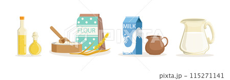 Baking Ingredients and Utensil at Kitchen Vector Set Baking Ingredients and Utensil at Kitchen Vector Set 115271141