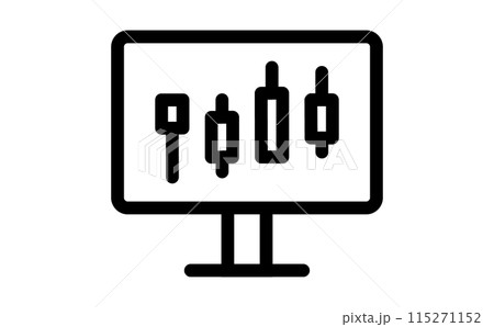 モニターに表示されているFXチャートの黒の線画アイコン モニターに表示されているFXチャートの黒の線画アイコン 115271152