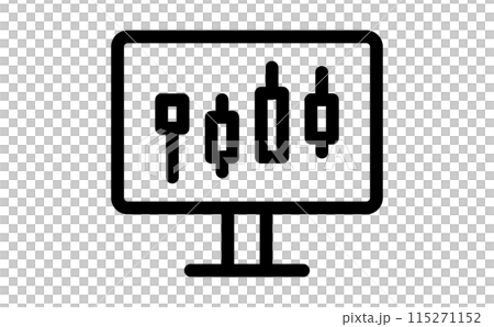 モニターに表示されているFXチャートの黒の線画アイコン モニターに表示されているFXチャートの黒の線画アイコン 115271152