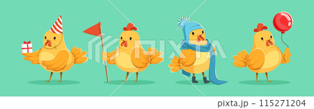 Funny Chicken Bird Engaged in Different Activity Vector Set Funny Chicken Bird Engaged in Different Activity Vector Set 115271204