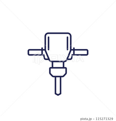 jackhammer, drill line icon on white jackhammer, drill line icon on white 115271329