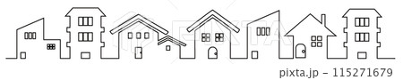 住宅街の線画イラスト 住宅街の線画イラスト 115271679