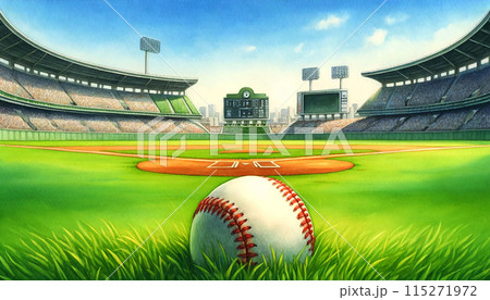 野球場とボールと青空 115271972