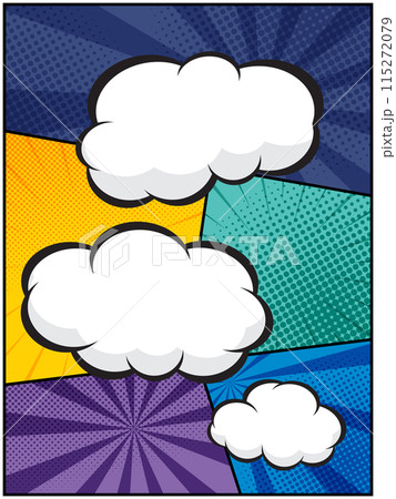 vertical colorful comic book, pop art cartoon layout template halftone dotted background 115272079