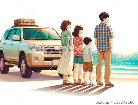 夏休みの終わりと楽しい思い出車で家族旅行 夏休みの終わりと楽しい思い出車で家族旅行 115272166