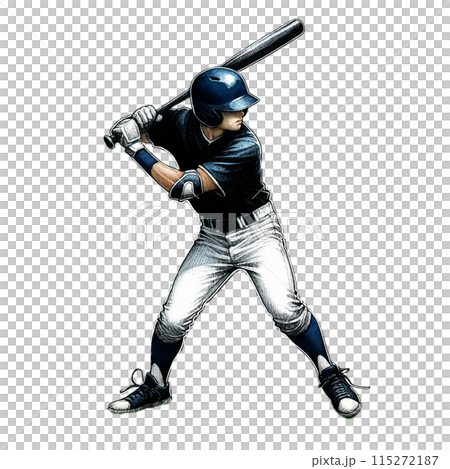 Baseball batting player_Watercolor Baseball batting player_Watercolor 115272187