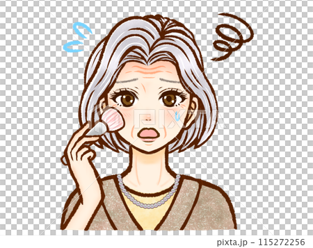 擔心化妝不好的老婦人插畫素材 115272256