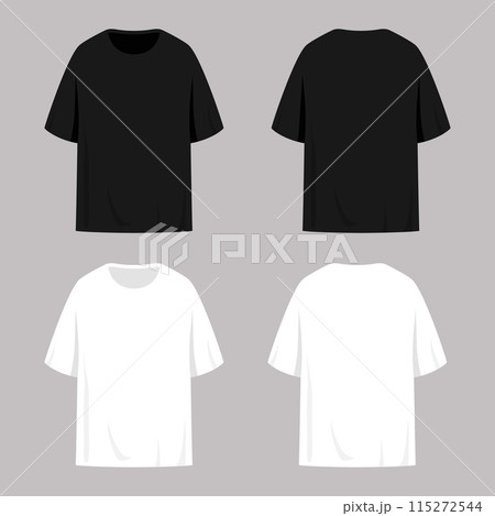 Blank black and white t shirts templates. Front and back view. Vector illustration Blank black and white t shirts templates. Front and back view. Vector illustration 115272544