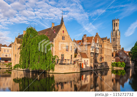 Scenery of the Rosary Quay, Rozenhoedkaai in Dutch, located in Bruges, Belgium 115272732