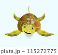 cute cartoon turtle facing front isolated white background 115272775