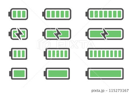 battery capacity charging icons set collection vector flat illustration battery capacity charging icons set collection vector flat illustration 115273167