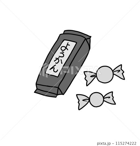 モノクロの防災用品の常備食のイラスト 115274222