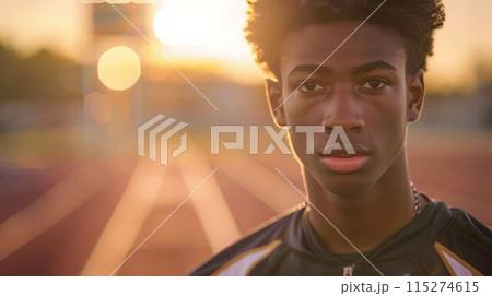 The close up view african american athlete male inside the running track. AIG43. The close up view african american athlete male inside the running track. AIG43. 115274615