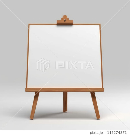 Clean blank whiteboard with metal clamp isolated on white background. AIG35. 115274871