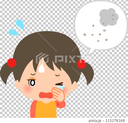 目に砂が入って困っている女の子 115276168