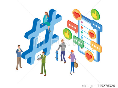 SNSマーケティングのイメージイラスト SNSマーケティングのイメージイラスト 115276320