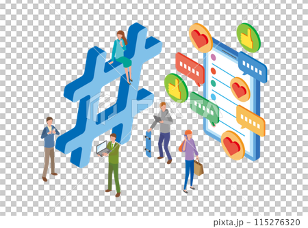 SNSマーケティングのイメージイラスト SNSマーケティングのイメージイラスト 115276320