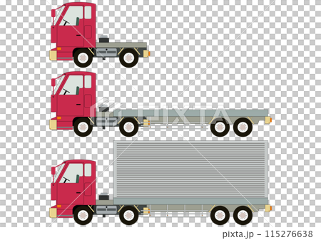 赤色のトラック「コンテナ付き」「コンテナなし」「牽引自動車」 115276638