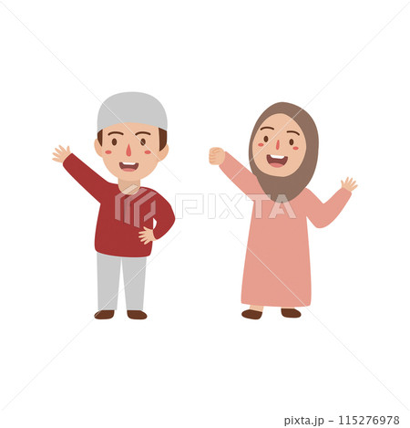 Muslim people in different actions  115276978