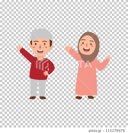 Muslim people in different actions  115276978