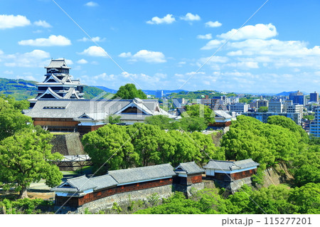 【熊本県】晴天の熊本城（天守閣と本丸御殿と重要文化財櫓群） 115277201