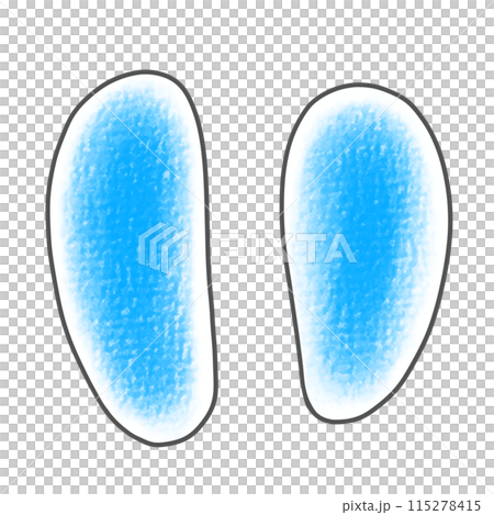 A relaxed and simple rounded version of the hiragana "i" in an analog style 115278415
