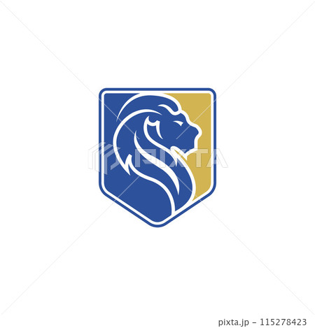 Lion Shield Logo Abstract Polygonal Lion King Character Color Lion Mascot. 115278423