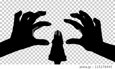 怖い両手と少女のシルエット_ワイド 115278445