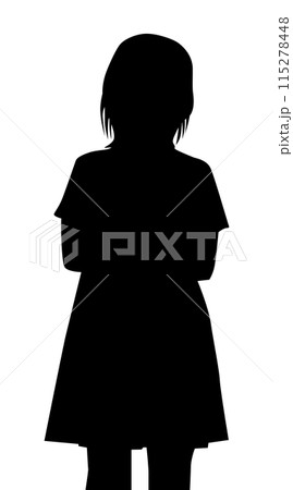 不安そうな少女のシルエット 115278448