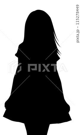 髪の長い少女のシルエット 115278449