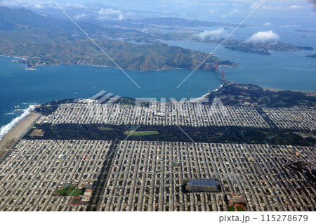 Golden Gate Bridge, Ocean Beach and the Sunset District of San Francisco Golden Gate Bridge, Ocean Beach and the Sunset District of San Francisco 115278679