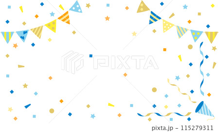 クラッカーとガーランドと紙吹雪 アスペクト比16:9バージョン クラッカーとガーランドと紙吹雪 アスペクト比16:9バージョン 115279311