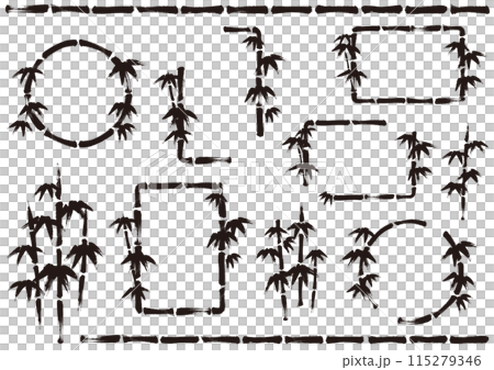Easy-to-adjust bamboo frame set with ink painting look - no text 115279346