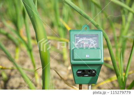 Three way meter PH, light and moisture in the soil 115279779