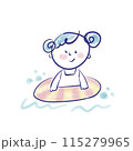 浮き輪で遊ぶ女の子 115279965