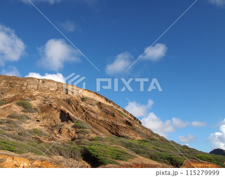 Close-up of top of Koko Head Mountain with sky visible Close-up of top of Koko Head Mountain with sky visible 115279999