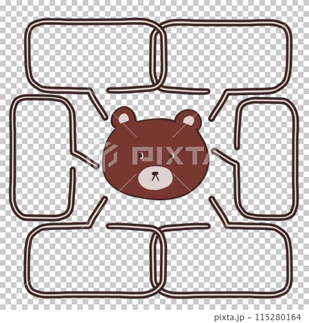 Bear - Hand-drawn - With line speech bubble - Chocolate brown Bear - Hand-drawn - With line speech bubble - Chocolate brown 115280164