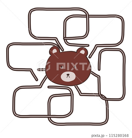 くま - 手描き - 線の吹き出し付き - ショコラブラウン 115280168