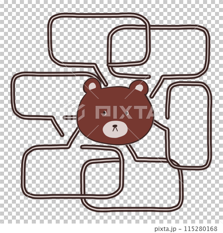 くま - 手描き - 線の吹き出し付き - ショコラブラウン 115280168