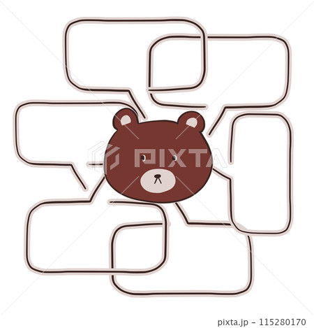 くま - 手描き - 線の吹き出し付き - ショコラブラウン 115280170