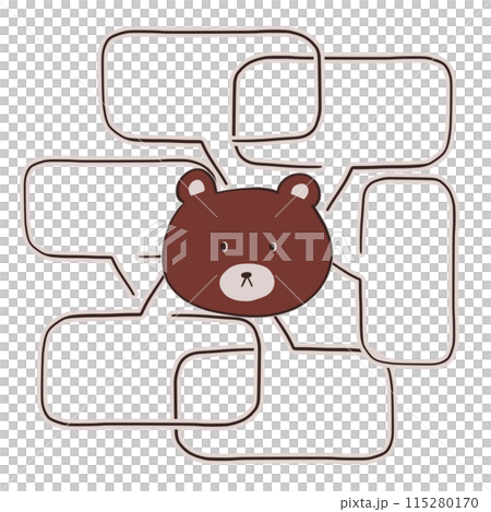 くま - 手描き - 線の吹き出し付き - ショコラブラウン 115280170