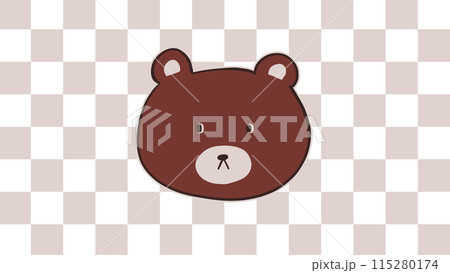 くま - 手描き - 市松模様 - グレージュ - 16:9 くま - 手描き - 市松模様 - グレージュ - 16:9 115280174