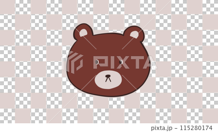 くま - 手描き - 市松模様 - グレージュ - 16:9 くま - 手描き - 市松模様 - グレージュ - 16:9 115280174