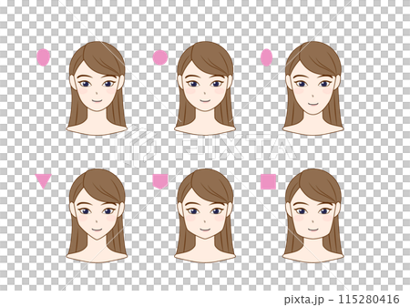 Vector illustration set for classifying female face types Vector illustration set for classifying female face types 115280416