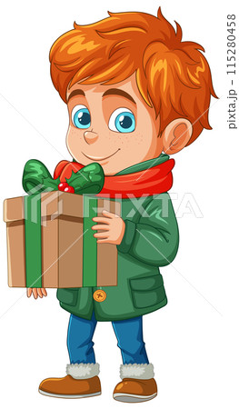 Boy Holding a Gift Box 115280458