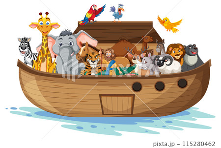 Animals on a Wooden Boat Animals on a Wooden Boat 115280462