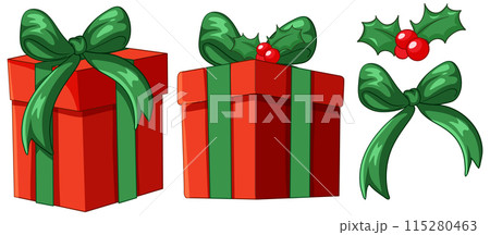 Festive Holiday Gift Boxes 115280463