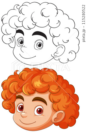 Curly-Haired Boy Illustration Curly-Haired Boy Illustration 115280522