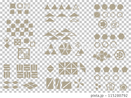 用於創建粗糙手繪日本圖案的郵票套裝 1_基本形狀 115280792
