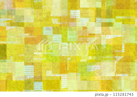 重なり合うたくさんの水彩のレモンイエローの四角 115281743